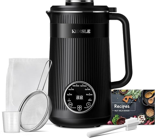 32oz Automatic Soy Machine for Homemade Almond, Oat, Coconut, Soy, Plant Based Milks and Non Dairy Beverages with Delay Start/Keep Warm/Self-Cleaning/Boil Water, Black-CubbioJoy