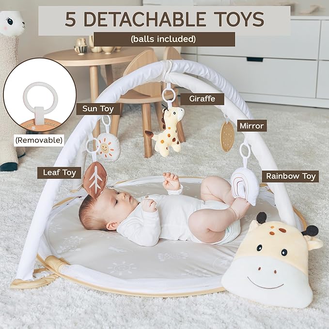 6-in-1 XL Play Mat & Play Gym, Baby Gym, Baby Activity Gym, Sensory Exploration and Motor Skill Development Toys (Sand)-CubbioJoy