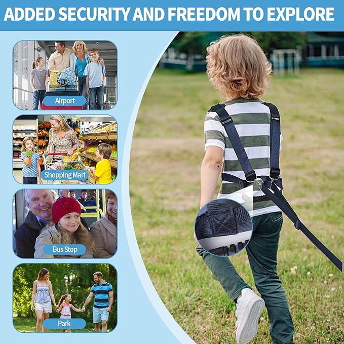 2025 New Safety Walking Harness for Big Kids (6-12yrs) with Autism Special Needs ADHD, Anti-Elopement Vest Harness with Grab Handle and Light Reflector, Adjustable Leash for Autistic, Active Child-CubbioJoy