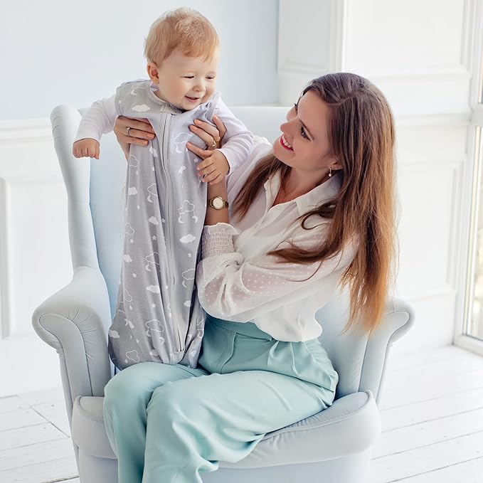 Baby Sleep Sack 1.0 TOG, Organic Cotton Baby Wearable Blanket with Two-Way Zipper, Swaddle Transition Baby Sleeping Bag, All-Season Sleep Sack for Newborn Infant Toddler Boy Girl, 18-24 Months, 1-Pack-CubbioJoy