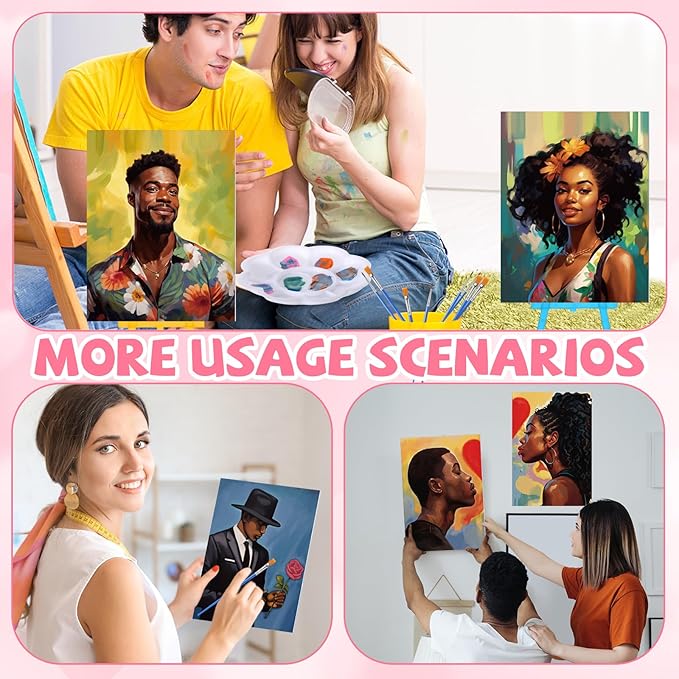 Blosssound 10 Set Pre Printed Canvas Pre Drawn Canvas Painting with Easel Kits 5" x 7" Outline Painting Panels for Beginners, DIY Craft Project, Party Favor, Home Decors(Couple)-CubbioJoy