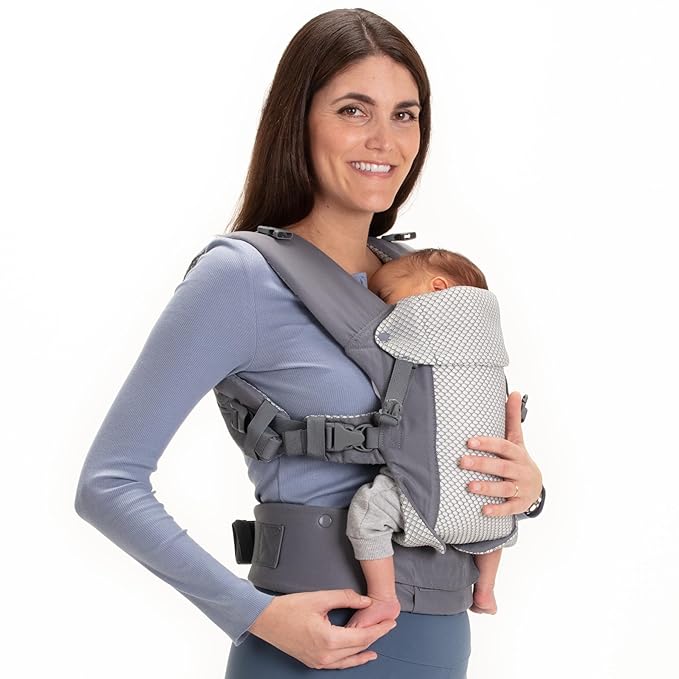 Beco Gemini Baby Carrier from Newborn to Toddler - Certified Ergonomic Newborn Baby Carrier for Infants and Children of 7-35 lbs - M Shape, Adjustable Seat, Breathable 3D Mesh (Cool Dark Grey)-CubbioJoy