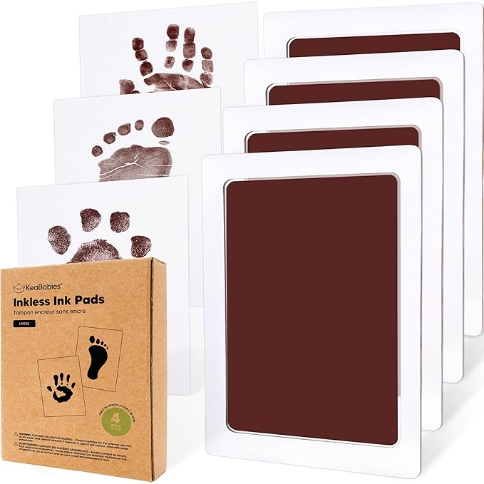 4-Pack Inkless Baby Hand and Footprint Kit - Mess Free Ink Pad for Newborn Keepsake, Dog Nose & Paw Print Kit, Clean Touch Ink Pad for Baby Hand & Footprints, Ideal New Mom Gifts (Auburn, L)-CubbioJoy