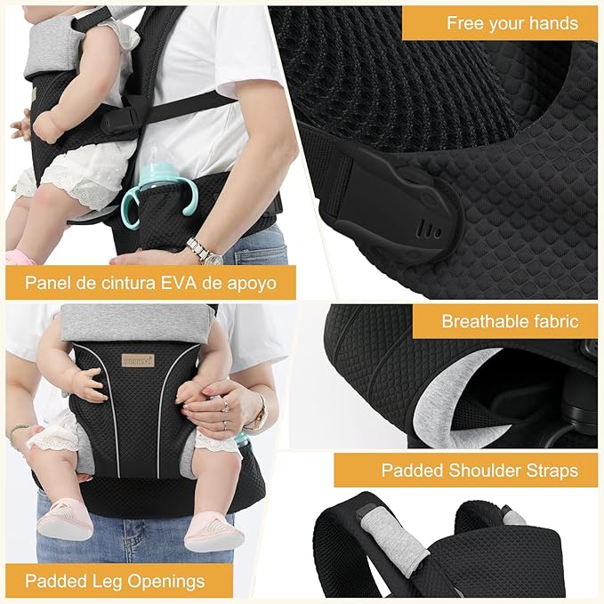 Baby Carrier Newborn to Toddlers - Ergonomic Adjustable Soft Breathable Comfort Infant Carrier for 7-35lbs, Enhanced Support, Easier to Wear-CubbioJoy