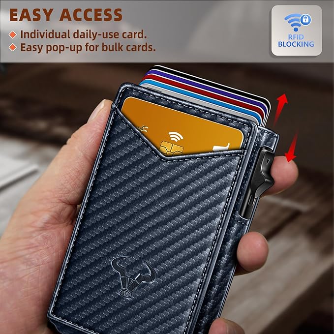 BULLIANT Men Wallet,Money Clip Wallet Slim For Gift Men 9Cards-Metal Credit Card Case in Magnetic Leather Flip-CubbioJoy