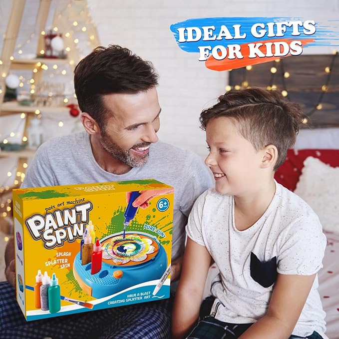 Arts and Crafts for Kids Ages 4-8,Paint Spin Art Machine Kit,Art Craft Set for 6-9 Year Old,Cool Painting Spinner Toys Kits Set,Art Supplies Birthday Gifts for Boy Girl Ages 6 7 8 9 10 11 12 Blue-CubbioJoy