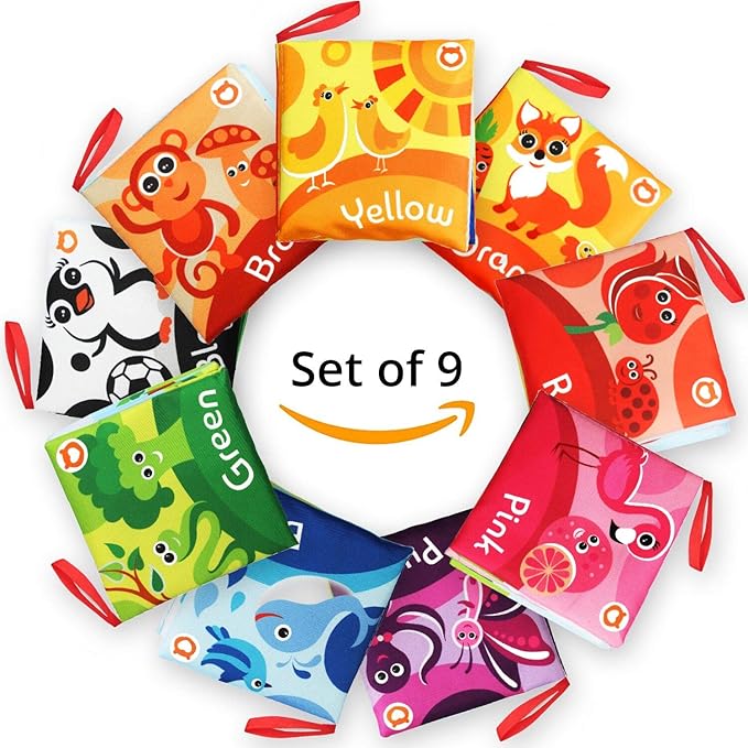 Cloth Books for Babies (Set of 9) - Color Recognition Series. Soft Books for Babies. Touch and Feel Crinkle Paper. Baby Learning Toys/Educational Toys for 3 Months to 4 Years Old-CubbioJoy