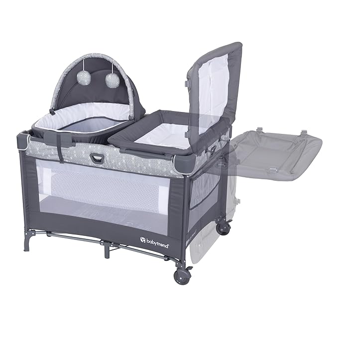 Baby Trend Nursery Den Playard with Snooze Pod and Flip Over Changer, Diamond Sage-CubbioJoy