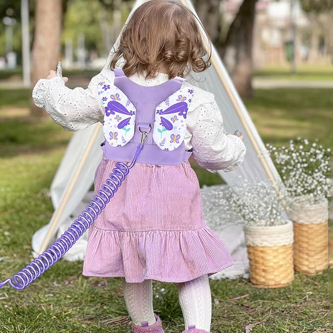 Accmor Toddler Harness Leash, 3 in 1 Cute Butterfly Kids Leash + Anti Lost Wrist Link for Outdoor Travel, Adorable Child Walking Harness Wristband Assistant Mini Strap Belt Protector for Baby Girls-CubbioJoy