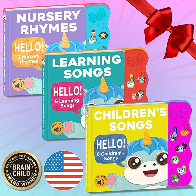 Children's Songs: Musical Toys & Interactive Sound Book for Toddlers 1-3, Baby’s First Year Music Book Gift, Singing Book for 1 Year Old Toddler & Kids, Nursery Rhymes Musical Books & Educational Toy-CubbioJoy