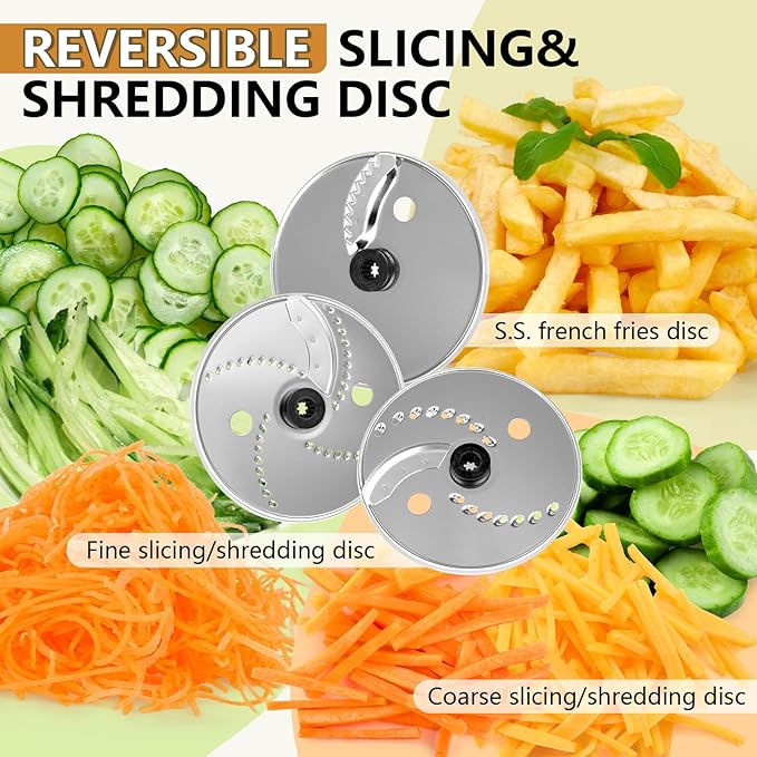 COOKLEE Food Processor, 600 Watts, 6 Functions Electric Food Chopper for Chopping, Mincing, Dicing, Shredding, Slicing, Purees & Dough with 12cup Processor Bowl, Food Chute & Pusher, Black-CubbioJoy