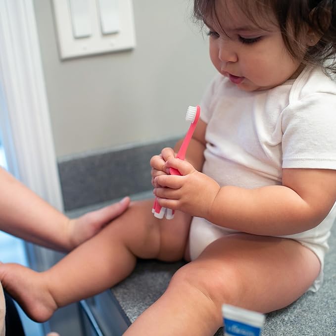 Dr. Brown's Infant-to-Toddler Toothbrush Set, 1.4 Ounce, Pink-CubbioJoy