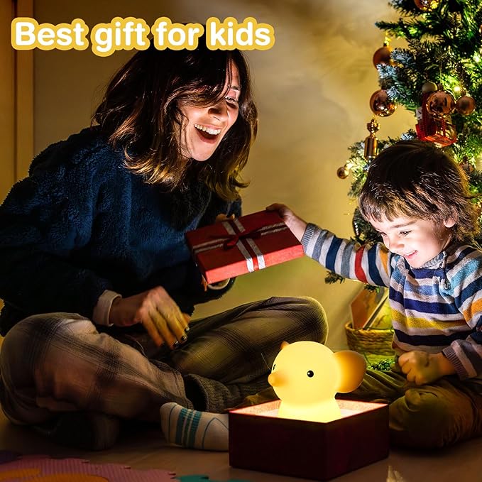 Cute Elephant Night Light for Kids, Adorable Room Decor for Boys Girls Birthday/Christmas Gifts, 5 Color, USB Rechargeable Silicone Night Lamp, Animal Lamp Gift, Safe Nursery Light for Toddlers-CubbioJoy