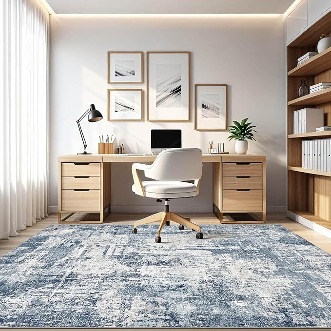 9x12 Area Rug Living Room: Washable Large Abstract Soft Rugs Stain Resistant Indoor Non-Slip Carpet for Men Modern Home Enthusiasts Aged 25-45 - High Traffic Areas - Bedroom Office Playroom-CubbioJoy