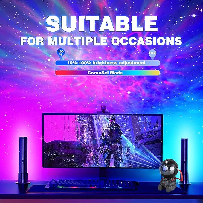 Astronaut Star Projector, Star Projector Galaxy Light for Kids，8 Modes Remote and 270° Adjustable Led Lights for Bedroom, Girls Room Decoration, Home Theater, Ceiling, Timer(Original Black)-CubbioJoy