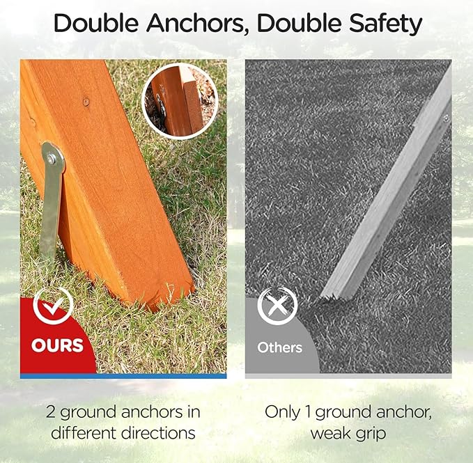 DIY Swing Sets for Backyard, Wooden Playground Sets with Glider Swing and 2 Belt Swings, Kids Outdoor Play Equipment, Outdoor Playset-CubbioJoy