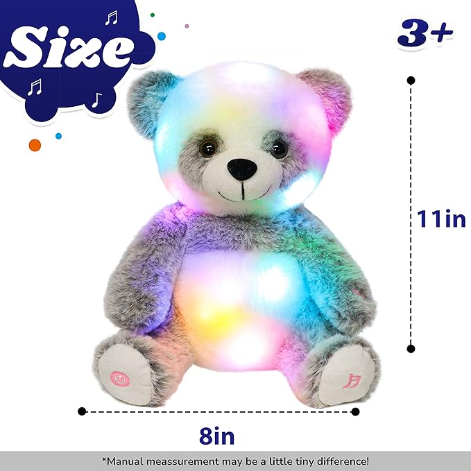 Cuteoy Light-up Singing Plush Panda LED Musical Stuffed Animal Adjustable Volume Lullaby Plushies Birthday Christmas Toy Gifts for Kids Toddler Girls, 13"-CubbioJoy
