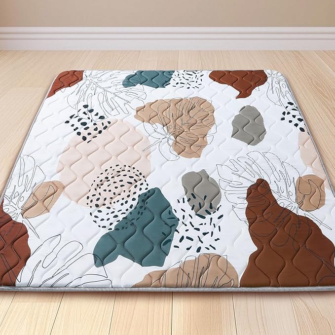 Baby Play Mat - Thicken 50x50 Inch Soft Foam Crawling Mat for Playpen & Floor, Non-Slip Waterproof Activity Playmats for Infants & Toddlers, Portable Foldable & Machine Washable, Boho Design-CubbioJoy