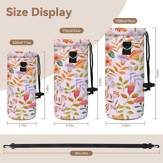 AUPET Water Bottle Bag Carrier,24oz/32oz Insulated Neoprene bottle Sling Holder Case Pouch Cover for 1000ML/750ML Bottles with Shoulder Strap for walking-CubbioJoy