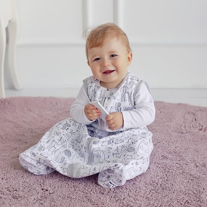 Baby Sleep Sack 1.0 TOG, Organic Cotton Baby Wearable Blanket with Two-Way Zipper, Swaddle Transition Baby Sleeping Bag, All-Season Sleep Sack for Newborn Infant Toddler Boy Girl, 2-Pack, 6-12 Month-CubbioJoy