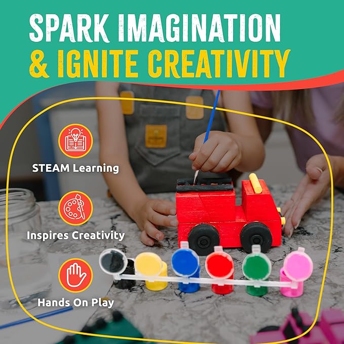 DIY Wood Building Kits, STEM Woodworking Kit for Kids, Creative Fun Craft Projects, Great Gift for Boys & Girls (Wooden Cars, 1-Pack)-CubbioJoy