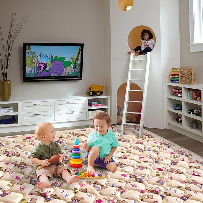 Baby Play Mat - 6ft X 4ft,Premium Thicker Foam One-Piece Crawling Mat, Machine Washable, Extra Large Anti-Slip Activity Playmat for Babies, Toddlers & Infants-CubbioJoy