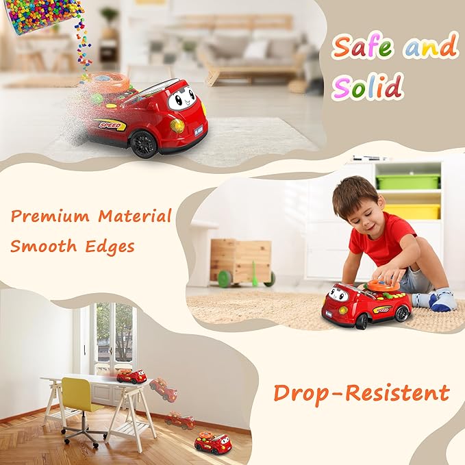 2-in-1 Toddler RC Car & Steering Wheel Toy with Music | Interactive Simulation Driving Adventure Toy for 18+ Months Baby Learning | Gift for 1.5+ Years Old Boys Girls-CubbioJoy