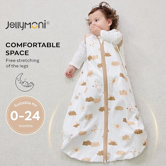 JELLYMONI Baby Sleep Sack 0-6 Months Wearable Blanket for Baby, 100% Cotton 2 Pack Infant Toddler Sleeping Sack Lightweight Soft 2-Way Zipper Sleepsack-CubbioJoy