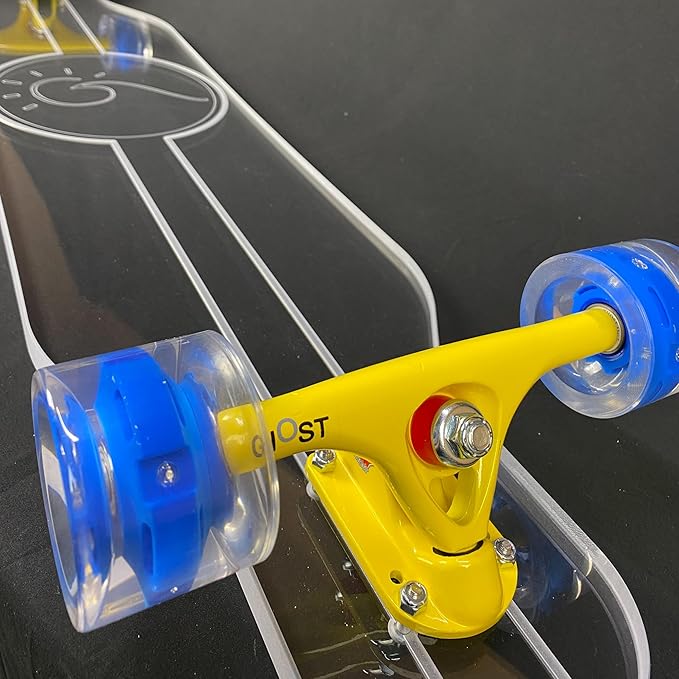 Clear Longboard Skateboard - Transparent Acrylic Long Boards with Light-Up LED Wheels for Smooth Rides - Ride The Streets in Style with Longboard Built for Beginners & Pros Alike-CubbioJoy