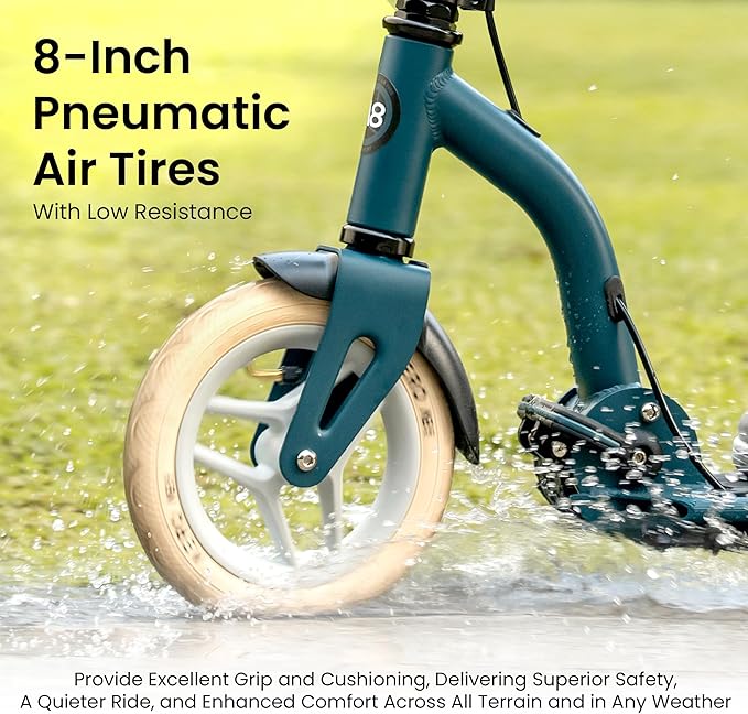 Aero Big Wheels Kick Scooter for Kids 6+, Teens & Adults | Light Up Wheels, Hand Brake, Rubber Deck Mat & Shock Absorption | Foldable & Height Adjustable-CubbioJoy