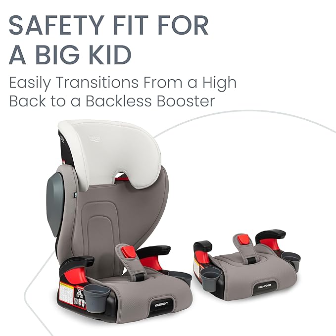 Britax Highpoint Backless Belt-Positioning Booster Seat, SafeWash Gray Ombre-CubbioJoy