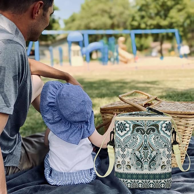 Breastmilk Cooler Bag with Ice Pack Fits 4 Baby Bottles Up to 9 Ounce Insulated Baby Bottle Bag Breast Milk Cooler on The Go with Strap Baby Bottle Cooler Bag for Nursing Mom Daycare or Travel-CubbioJoy