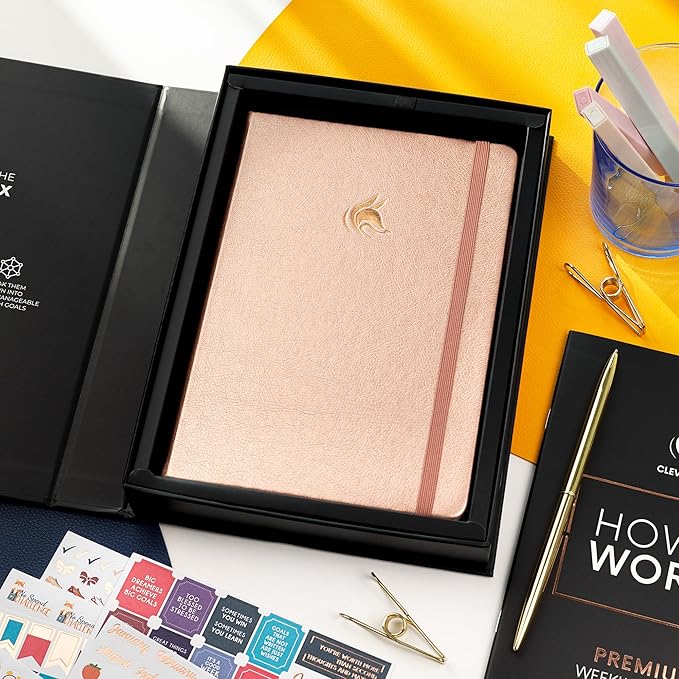 Clever Fox Planner Premium Edition – Undated Luxurious Weekly & Monthly Planner to Increase Productivity and Hit Your Goals – Organizer – Start Anytime, A5, Lasts 1 Year, Rose Gold (Weekly)-CubbioJoy