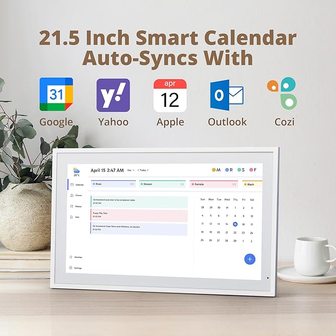 Dragon Touch 21.5" Digital Calendar Chore Chart – 1080P Full HD Interactive Touchscreen, Smart Family Planner, Hearth Display Digital Calendar Wall & Desk Mountable for Seamless Scheduling-CubbioJoy
