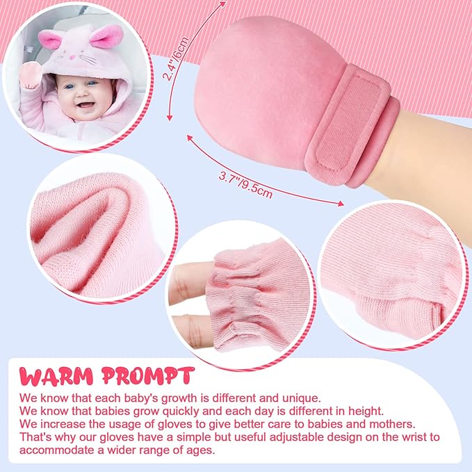 Adjustable Baby Mittens No Scratch Newborn Cotton Breathable Gloves Warm Baby Mitts for Boys Kids-CubbioJoy