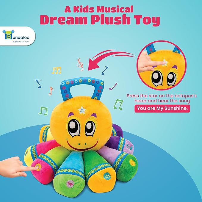 Bundaloo Musical Octopus Plush Toy - Plays Fun Songs and 8 Musical Key Notes | for Children & Toddlers (Octopus)-CubbioJoy