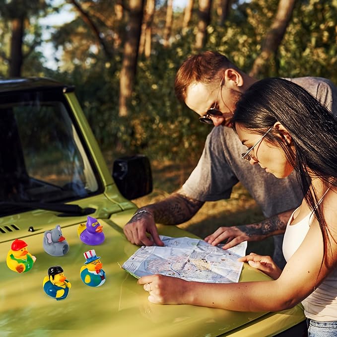 JOYIN 120 Pcs Rubber Ducks, Random Assortment Ducks Bulk with Mesh Carry Bag, Mini Rubber Duckies for Baby Bath Toys, Kids Toddler Summer Pool Toys Birthday Gifts Party Favors-CubbioJoy