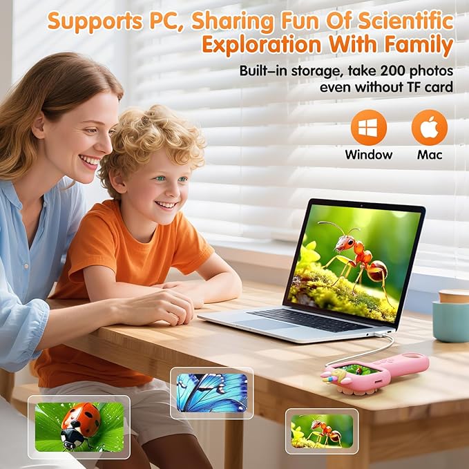 600X Portable Kids Microscope 2.4" Mini Handheld Digital Microscope for Kids - STEM Educational Science Kit Toys for Christmas Birthday Gifts Toys for 3 4 5 6 7 8 9 10 11 12 13 Year Old Girls-CubbioJoy