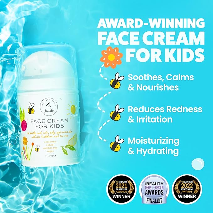 Award-Winning Kids Face Cream - Gentle & Calming Moisturizer with Natural Ingredients for Sensitive & All Skin Types - Fragrance-Free-CubbioJoy