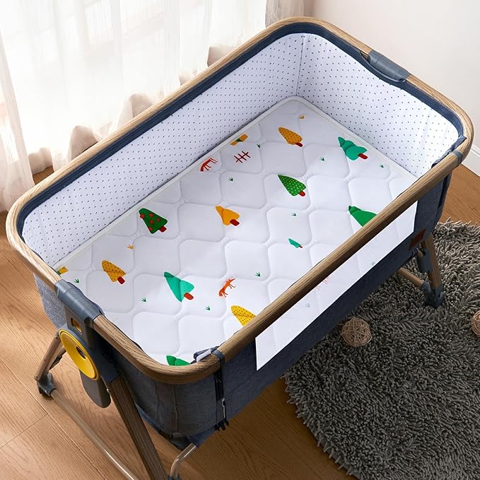 Baby Bassinet Mattress 47 x 23.6 inches- Firm Support and Comfort Premium Foam,Noiseless and Odorless,Hypoallergenic Small Crib Mattress, Fits Moses Basket, Dual Sided with Soft Breathable Fabric-CubbioJoy