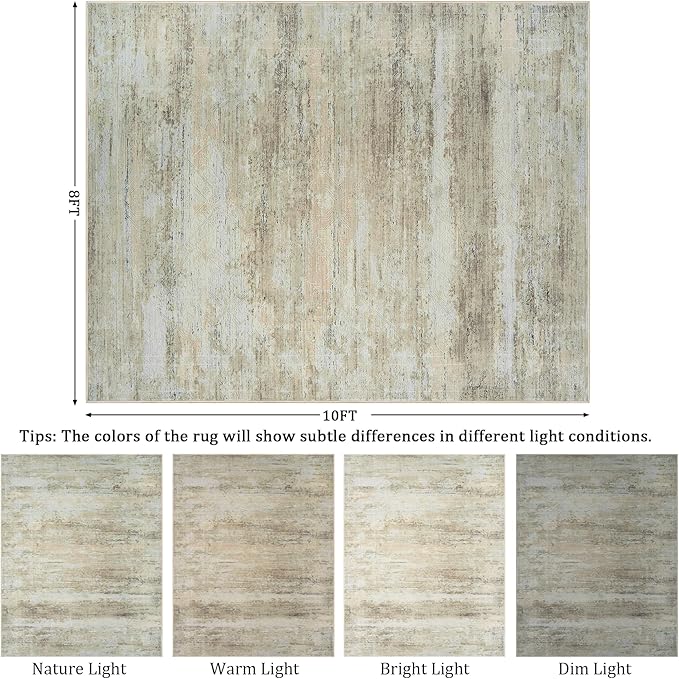 8x10 Area Rug Living Room Rugs - Washable Rug Large Modern Abstract Soft Thin Carpets Indoor Floor No Slip Vintage Carpet for Bedroom Under Dining Table Nursery Home Office Decor Brown-CubbioJoy