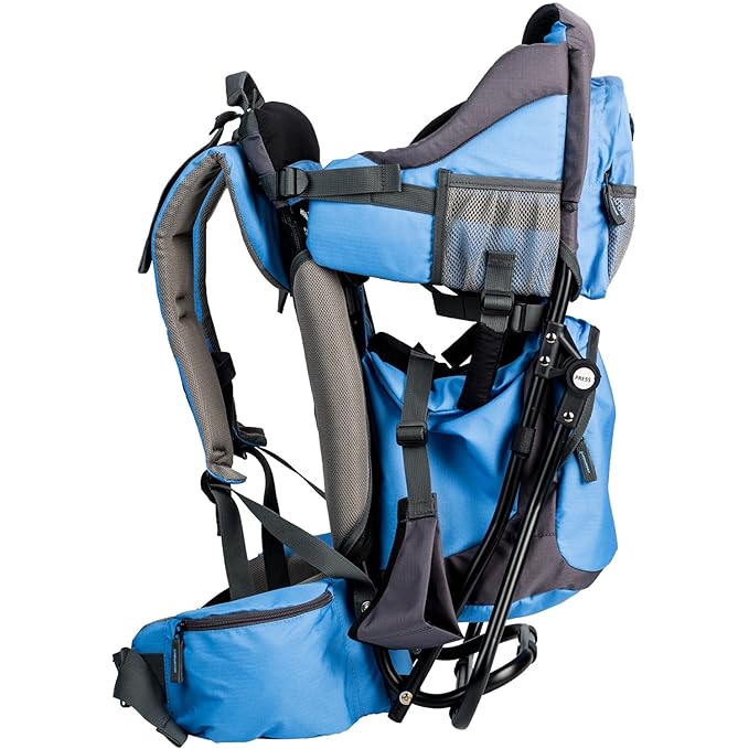 ClevrPlus Canyonero Camping Baby Backpack Hiking Kid Toddler Child Carrier with Stand and Sun Shade Visor, Blue-CubbioJoy