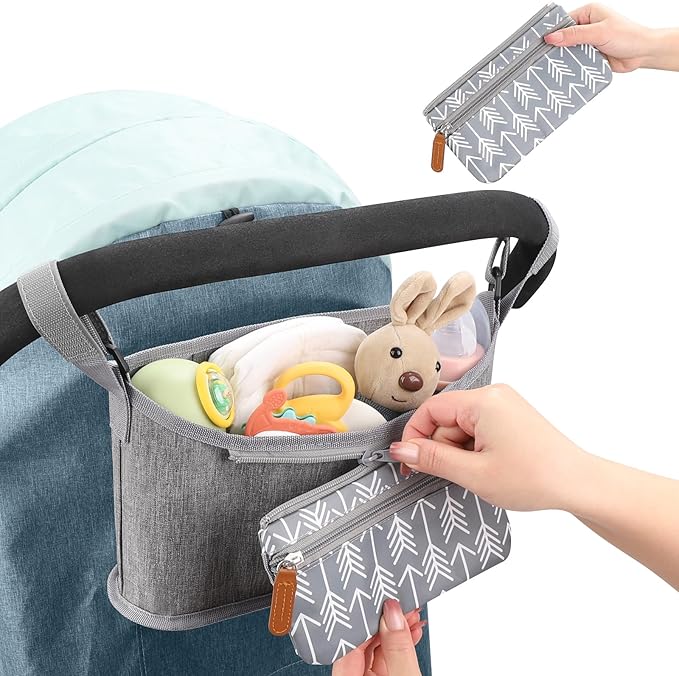 Accmor Universal Stroller Organizer with Detachable Phone Bag, Stroller Bag Caddy Organizer Stroller Accessories for Uppababy, Baby Jogger, Nuna, Doona, Britax Strollers-CubbioJoy