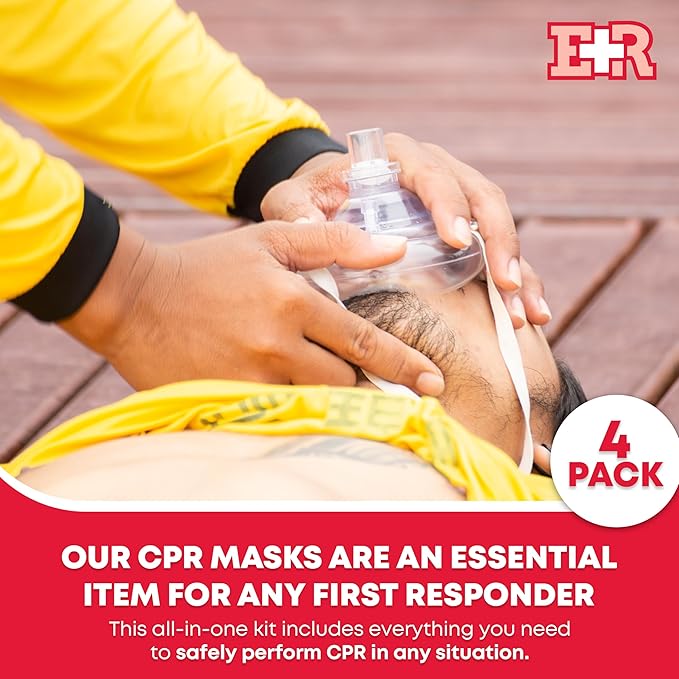 Adult and Infant CPR Mask Combo Kit – 4-Pack – 8 Valves, 4 Gloves, 8 Alcohol Pads – Latex-Free, Portable Pouch for First Responders-CubbioJoy