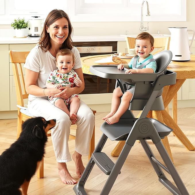 6-in-1 Baby High Chair, Convertible Highchair for Babies to Toddlers, Step Stool for Dining Time, Foldable & Easy Clean, Space-Saving Design, Adjustable, Navy Blue-CubbioJoy