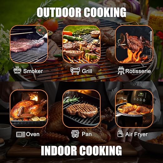 INSMART Wireless Smart Meat Thermometer,330FT Bluetooth Range,100% Waterproof,Precision Cooking Grilling,Multi Sensors,for BBQ,Oven,Grill,Kitchen,Smoker, Rotisserie Turkey Beef/iOS & Android App-CubbioJoy