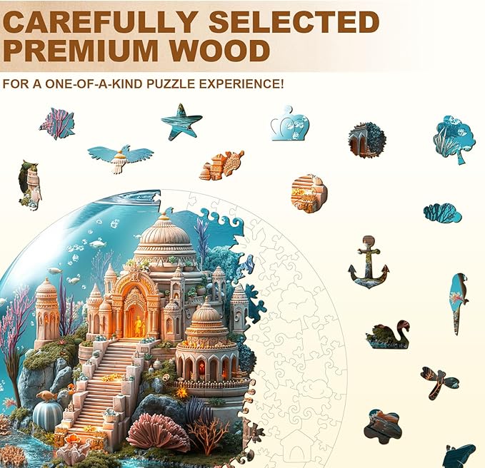 Jigfoxy Wooden Puzzles for Adults, Indian Temple Sanctua Wood Puzzles Adult, Unique Animal Shape Wooden Jigsaw Puzzles for Adults, Birthday Gifts for Puzzle Lovers, Family, Friend (S-8.5*8.5in-100pcs)-CubbioJoy
