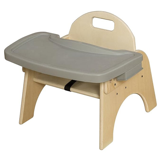 7" H Wooden Stackable Feeding Chair with Removable Tray and 3 Point Harness, Suitable for 12-18 Months Babies Dining & Studying Needs [Fully Assembled]-CubbioJoy
