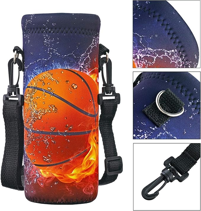 RICHEN Neoprene Water Bottle Carrier Bag with Adjustable Shoulder Strap,Insulated Water Bottle Cover for Stainless Steel/Glass/Plastic Bottles-CubbioJoy