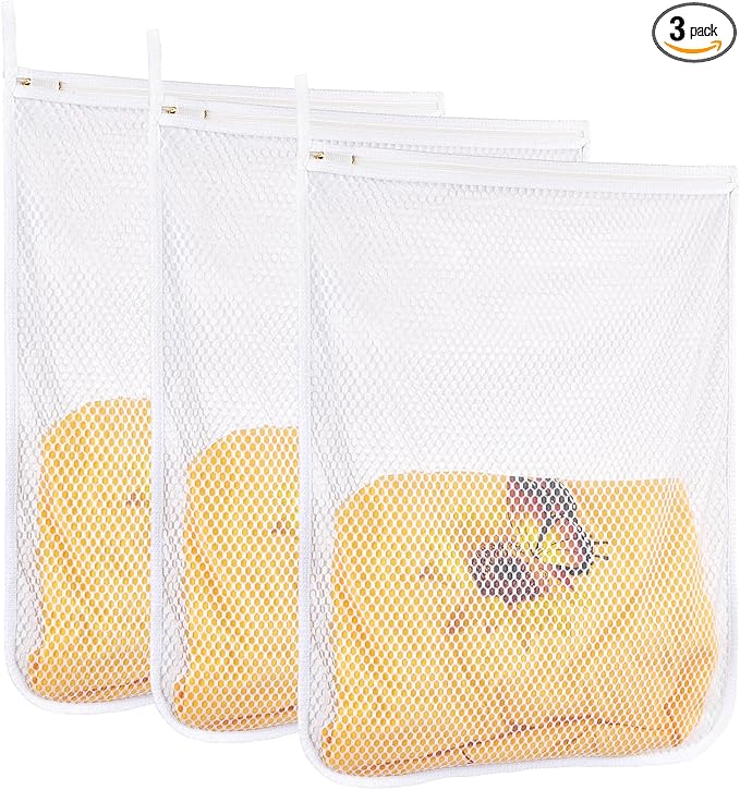 3 pcs Durable Honeycomb Mesh Laundry Bags for Delicates 16" x 19" (3 Large)-CubbioJoy